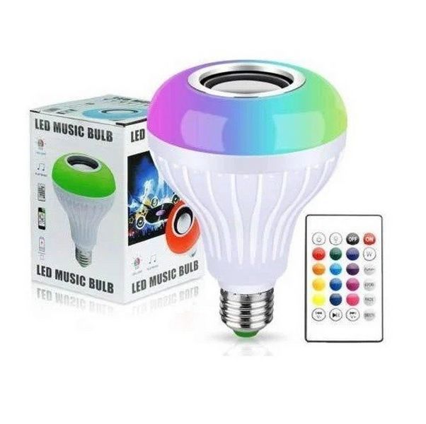 Светодиодная RGB лампочка с Bluetooth колонкой E27 12W 0259 фото