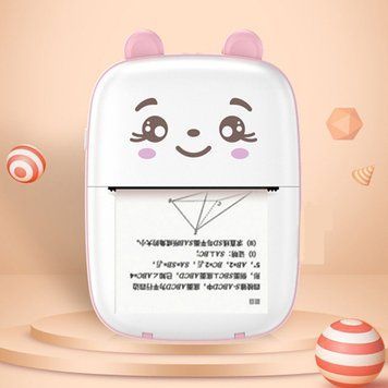 Кишеньковий термопринтер Bluetooth з вушками Рожевий 0778 фото