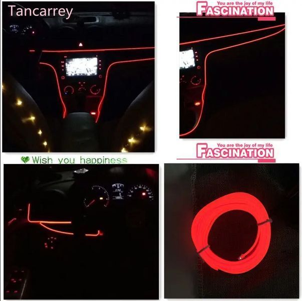 Неонове підсвічування для салону в авто 3 м, Червона 0255a фото