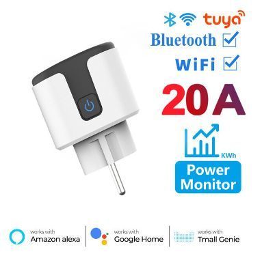 Смарт розетка Tuya Smart Life WiFi 20A 4400W White / Розумна вайфай розетка з лічильником електроенергії 0153 фото