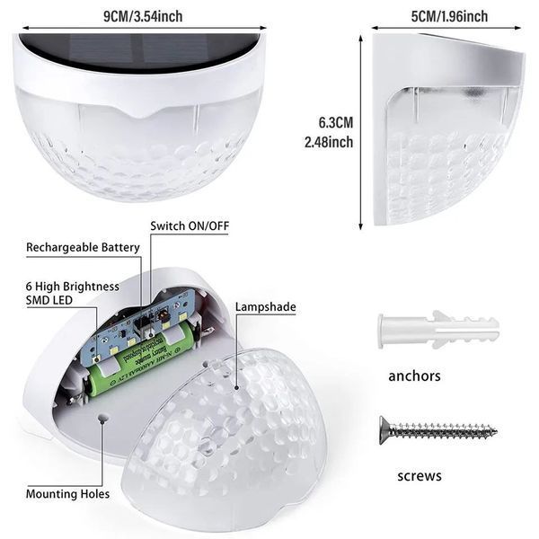 Міні світлодіодний сонячний настінний світильник Solar Powered 6LED white 0284 фото
