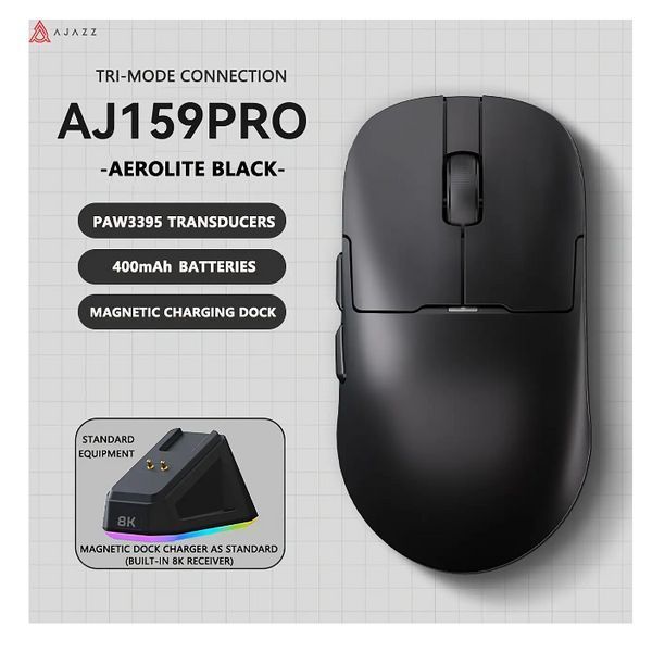 Беспроводная компьютерная игровая мышь AJAZZ с зарядной станцией AJ59PRO, Black (Черная) 1481a фото