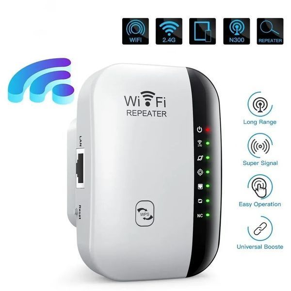 Беспроводной репитер, усилитель сигнала Wi-Fi 300 Мбит/с 2.4G, фWhite (7 индикаторов) 0497 фото