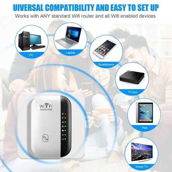 Беспроводной репитер, усилитель сигнала Wi-Fi 300 Мбит/с 2.4G, фWhite (7 индикаторов) 0497 фото