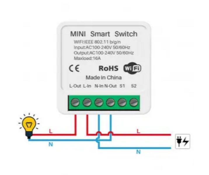 Умный мини переключатель Support Smart Switch для E-WeLink16А реле умный дом, синхронизация 0924 фото