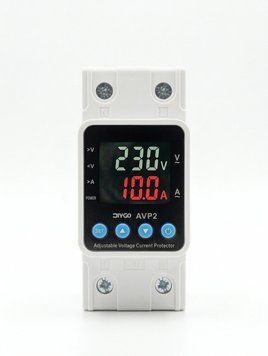 Реле напряжения и тока DIYGO AVP2 40A / Цифровой отсекатель для защиты от скачков 220В / DIN-рейка / Белый 2130 фото