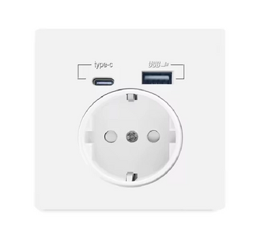 Настенная розетка Wallpad / 1xUSB-A / 1xType-C / White / Белая / Для дома 2005a фото