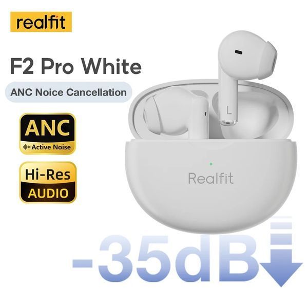 Шумопригнічуючі бездротові навушники Realfit F2 PRO Bluetooth White 0504b фото