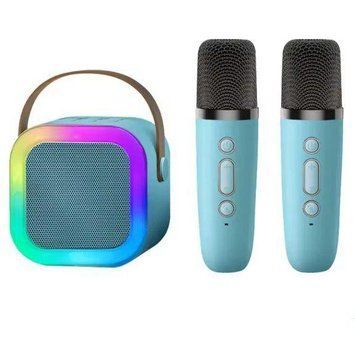 Дитячий набір караоке K12 з двома мікрофонами та колонкою Bluetooth RGB, Blue 0913a фото